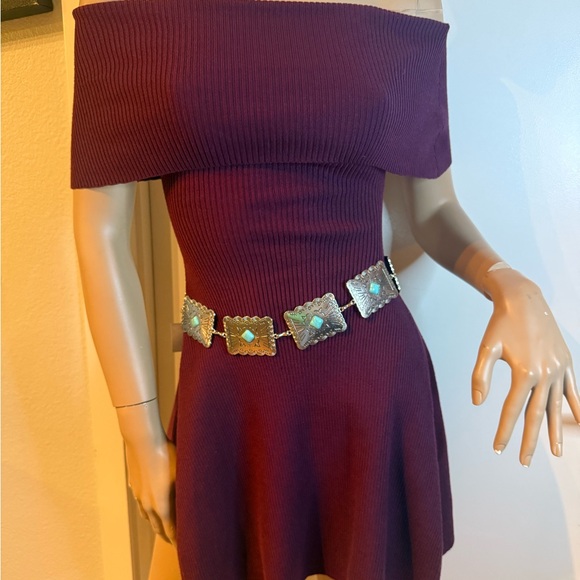 Western Concho Belt • Silver & Turquoise Style • Adjustable - Picture 5 of 5